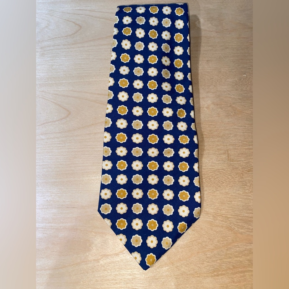 Tommy Hilfiger Yellow and Blue Flower Silk Tie - Picture 5 of 9
